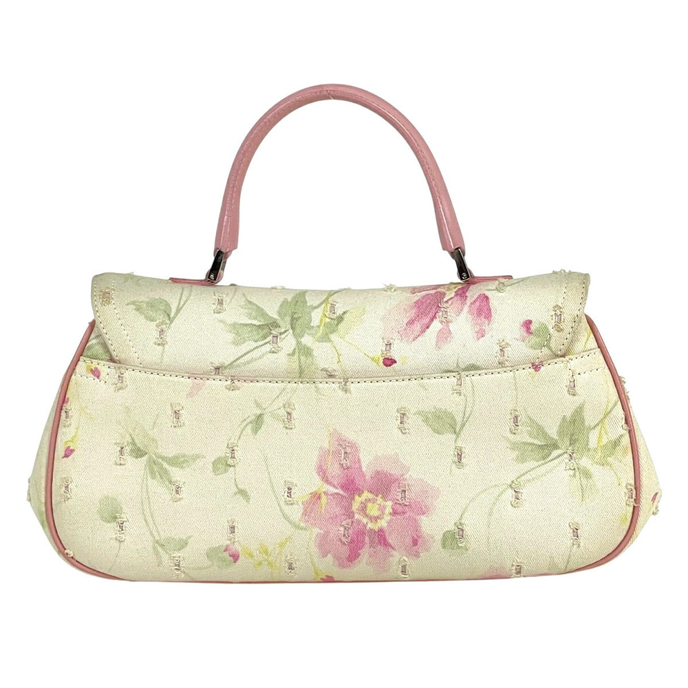 Christian Dior Floral Saddle Bag Shoulder Handbag Canvas Pink White - Picture 3 of 6